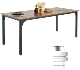 VEVOR Rechteckiger Esstisch Küchentisch Holztisch (180 cm / 136,1 kg belastbar) für 6–8 Personen, Bauernhaus-Esszimmermöbel mit Eisenbeinen, für Küche zu Hause Wohnzimmer, braun (nur Tisch)