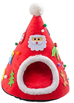 Tente de lit en forme d'arbre de Noël pour chats de petite et grande taille, lavable en machine, coussin ultra doux, antidérapant et chaud