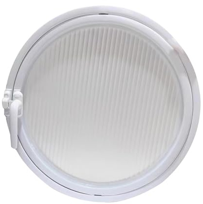 GXXINGIN Rundes Dreh-Schuppenfenster, gestreiftes gehärtetes Glas, Sichtschutz, Belüftung, dekorative Bullaugen, Metallgriff (50 cm)