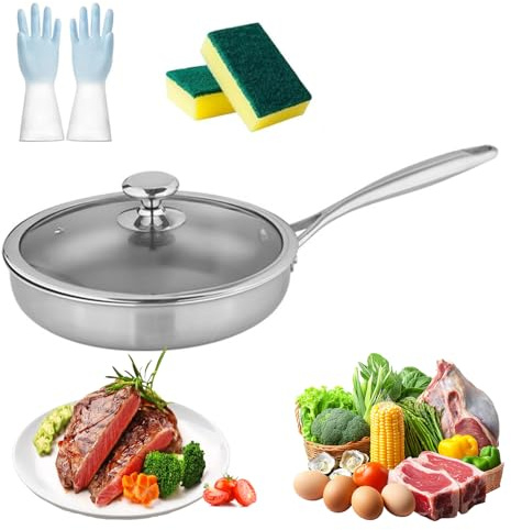 28cm Professional Titanium Tri-Ply Frying Pan,for Perfect Searing, Frying & Pancakes, Oven & Induction Compatible Cookware, Nonstick & Scratch-Resistant