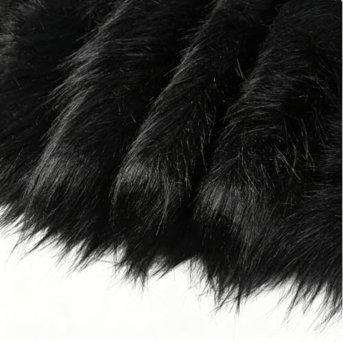 Langfloriger Kunstpelzstoff flauschiger Plüschstoff Bastelmaterial für Kostüme Mode Teppiche Requisiten Hintergründe Nähen Basteln Dekorationen, 170 x 50 cm(Color:schwarz)