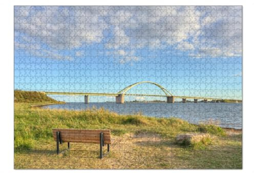 artboxONE-Puzzle XL (1000 Teile) Reise EIN Platz am Fehmarnsund - Puzzle fehmarn brücke dünengras