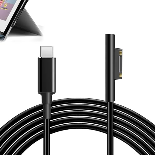 Menibeuty Ladeadapter Typ C 1,8m, Surface USB C Ladekabel Kompatibel Surface Laptop/Book 1/2, Surface Go 3, Unterstützung für 15V/3A PD-Schnellladung, Surface Zubehör Funktioniert 45W USBC-Ladegerät