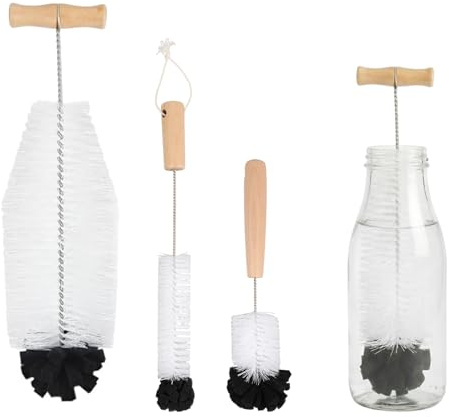 JUNJIEFU 3 Stück Flaschen Bürste mit Weichen Schwamm Set | Flaschenbürste 1L kompatibel mit SodaStream Duo Glasflasche -3 Größen -für die Reinigung Verschiedener Flaschentypen
