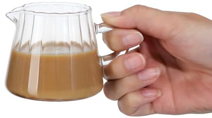 Vidrio Borosilicato Jarra de Vidrio Pequeña de 200ml | Jarra para Calentar Leche, Taza Transparente, Taza de Leche, Jarra para Leche Vidrio