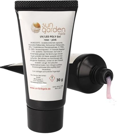 Sun Garden Nails UV Poly Gel rose pink 30 g – Camouflage Builder Gel für Nagelverlängerung, Aufbaugel für Gelnägel, UV Nagelgel für Nail Art