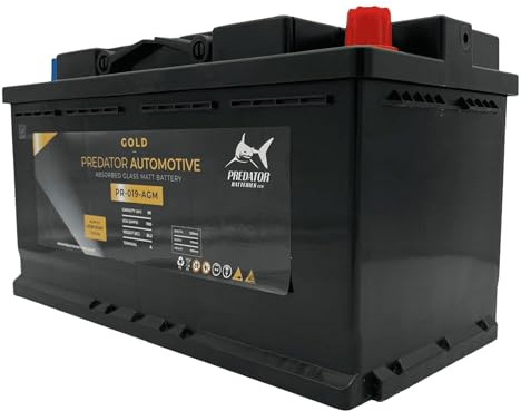 Predator Batteries Gold 019 AGM Car Battery | 12V 90Ah 1100CCA PR-019-AGM | High Performance Maintenance Free Car Battery for Start Stop Vehicles | Advanced Automotive AGM Battery with Heavy Duty