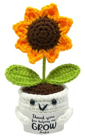 Regalos Originales para el Día de la Madre - Girasol de Tela con Maceta Blanca, Muñeco Decorativo Positivo, Regalo Cumpleaños Mujer y Mamá, Decoración Hogar Cute y Detalle Emotivo