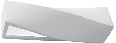 SOLLUX lighting Sigma Wandleuchte Innen aus Keramik – Wandbeleuchtung für Wohnzimmer und Esszimmer – Flurlampe in Weiß, 42 x 12 x 14 cm