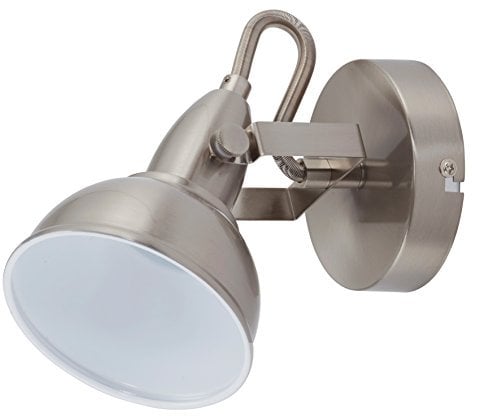 BRILONER – Wandlampe, Wandstrahler mit dreh-und schwenkbarem Spot im retro / vintage Design, Wandleuchte, Metall, E14, Satin-weiß