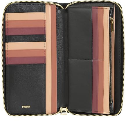 DUDU Portafoglio Donna Grande con Cerniera RFID in Pelle Nappa Zip Around 14 Tasche Porta Carte di credito e Portamonete Nero