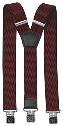 Fabio Farini Herren Hosenträger 4 cm Breite, elastisch & verstellbar mit 3 extra starken Metallclips in Y-Form Lila Broombeere Weinrot Dunkelrot