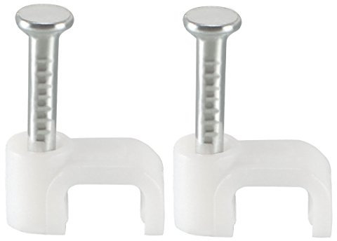 sourcing map Flat Cable Clip Nail Coaxial Tacks Wire Clips 5mm White 200pcs