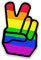 EROSPA® Auto-Aufkleber - Victory-Zeichen Friedens-Zeichen Peace - Hand-Zeichen - Rainbow Regenbogen - Car-Sticker - Gay Pride LGBT