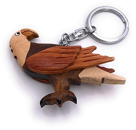 Onwomania - -Greifvogel Geier Adler Schlüsselanhänger - Holz Glücksbringer ideal als Geschenk z.B. für den besten Freund, die beste Freundin, Mama - Für Männer, Frauen & Kinder