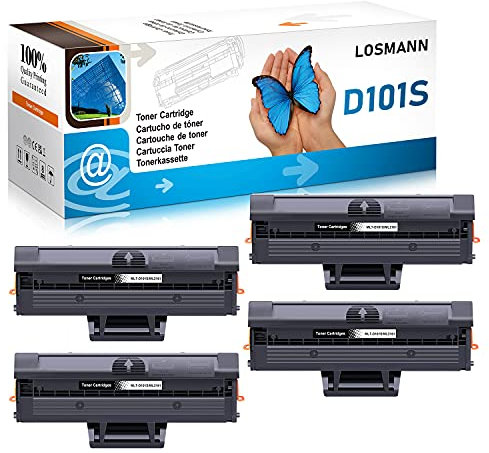 LOSMANN 4X Toner Kompatibel für Samsung MLT-D101S/ELS MLT-D101S ML-2161 für Samsung SCX-3405F SCX-3405FW SCX-3405W SF-760P ML-2160 ML-2162 ML-2164 ML-2164W ML-2165 ML-2165W ML-2168 SCX-3400 SCX-3400F