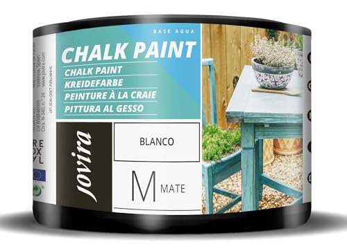 JOVIRA PINTURAS Pintura Tiza - Chalk Paint al Agua Mate. Renueva tus muebles con creatividad. (375 Mililitros, Blanco) C-63