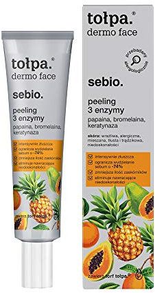 Tołpa Dermo Face Sebio Facial Peeling 3 Enzyme für Akne, fettige Haut mit Unvollkommenheiten entfernen schwielige Epidermis ohne abrasive Partikel und AHA-Säuren, ohne zu reiben und zu reizen