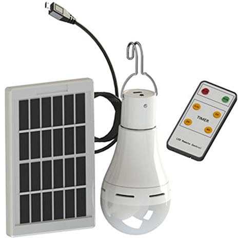 Mengjay 9W Portátil de Energía Solar Bombilla Al Aire Libre USB Panel Solar Luz de Control Remoto Impermeable LED Que Acampa Luz para Acampar,Senderismo,Montañismo,1 piezas
