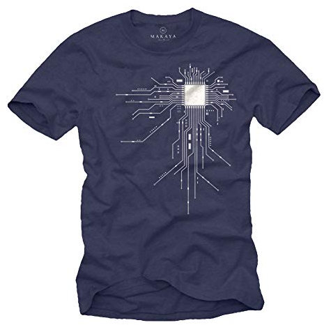 Coole Nerd T-Shirts CPU Blau Größe M