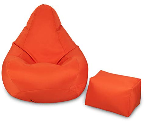 Loft 25 Gaming Sitzsack Outdoor | Gaming Sessel für den Innenbereich des Wohnzimmers im Freien | Wasserbeständig | Ergonomisches Design zur Körperunterstützung (Orange, Sitzsack Set)