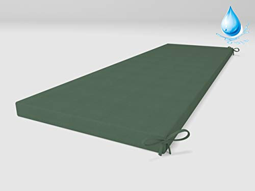 ALOHA Bankauflage Bankkissen für Gartenbank, Gartenschaukel, Gartenmöbel, Terrasse, Rasen, Sitzbank-Kissen Bankpolster Auflage (Wasserabweisend Grün / 140x40x4cm / 1 Stück)