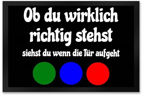 Fussmatte Ob du wirklich richtig stehst mit lustigem Spruch schwarz rutschfeste Türmatte witzig Schuhabstreifer die perfekte Geschenkidee Spruch-Geschenke Fernsehen Nostalgie