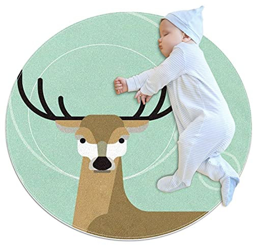 Kindergarten Teppich Einfaches Reh Runde Teppiche für Princess Castle Weiche kreisförmige Teppiche Baby Schlafzimmer Playhouse Teppich Kinderzimmer Teppiche 100x100cm