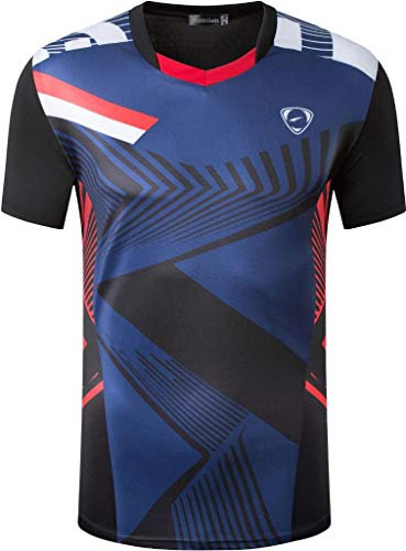jeansian Herren Sport Tee T-Shirt Short Sleeve Tops Tennis LSL295 Black M