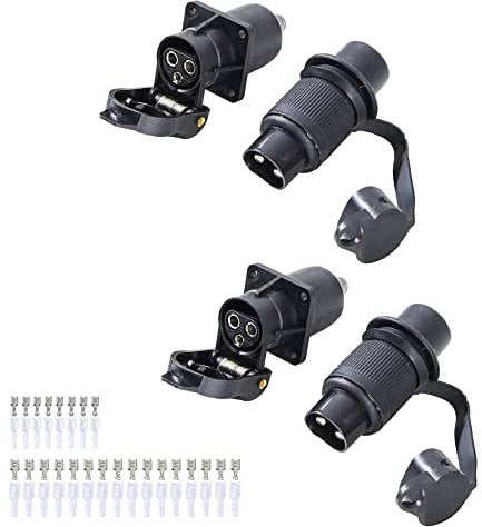 Feuunly 2 Piezas x Enchufe Remolque 3 Pines Y Zócalo Remolque 3 Pines 12V, Conector 3 Pines Impermeable Remolque, Adaptador Enchufe Remolque Conector 3Pines, Para Tractor Remolque(4 Puntos De Montaje)