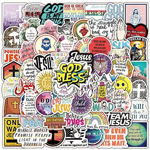 Christian Jesus Aufkleber für Laptop(100 Stück),Geschenk für Kinder Teenager Erwachsene Jungen,Wasserdichte Religiöse Bibel Aufkleber für Skateboard,Vinyl Stickers für Auto Motorräder Fahrrad Bumper