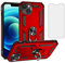 Asuwish Compatible with iPhone 14 6.1 inch and Case Tempered Glass Screen Protector with Ring Holder Stand Magnetic Cell Phone Cover for iPhone14 5G i i-Phone i14 iPhone14case Women Men Red