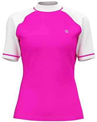 HDTIYUYP UV Shirt Damen Kurzarm - Wasser Schwimmen Tshirt Rashguard Frauen Badeshirt Surf Shirt Schnelltrocknende Strand Shirt Wet Top Rosa M