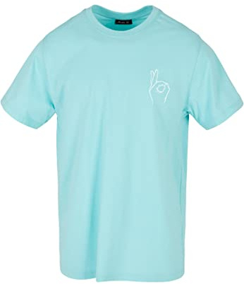 Mister Tee Herren T-Shirt Easy Sign Tee, Graphic T-Shirt für Männer, Print T-Shirt, Streetwear, Berylblue, XS