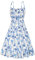 GRACE KARIN Women Summer Floral Midi Dress Square Neck Chiffon A Line Strappy Smock Boho Beach Dress Blue Floral L