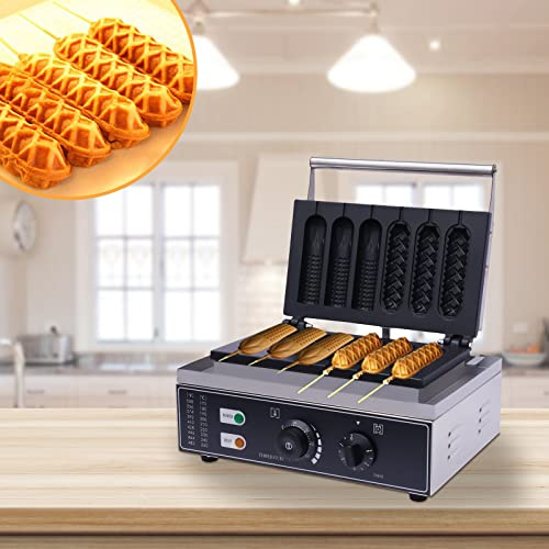 1500W Waffelmaschine Kommerzielle Mais Hotdog Maschine Einstellbare Temperatur Zeit Waffeleisen für Hotdog Anti Haftbeschichtung Waffeleisen für Waffeln Am Stie