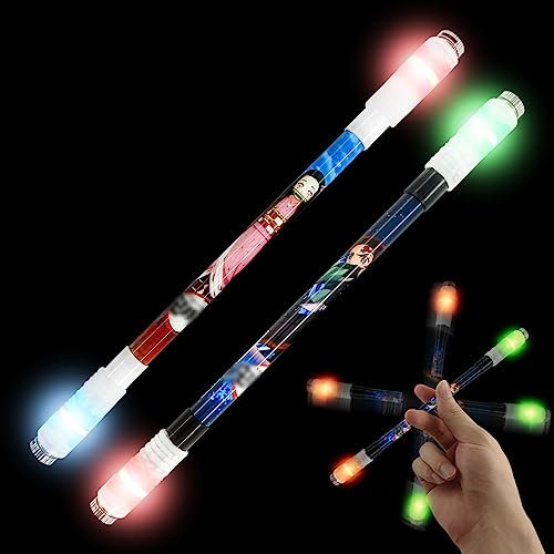 ASHFIT LED Drehen Pen 2 Stück, Rotierend Drehen Stift, Daumen Drehen Stift, Pen Spinning Stick, Spinning Pen, Rolling Finger Rotationsstifte, Keine Stift Nachfüllung