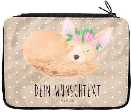 Mr. & Mrs. Panda Personalisierte Federmappe Wüstenfuchs Blumen - Geschenke, Stifterolle, Wüste, Blumenkranz, Afrika, Federmäppchen mit Namen, Glücklich, PersonalisierteS, Stifte Etui