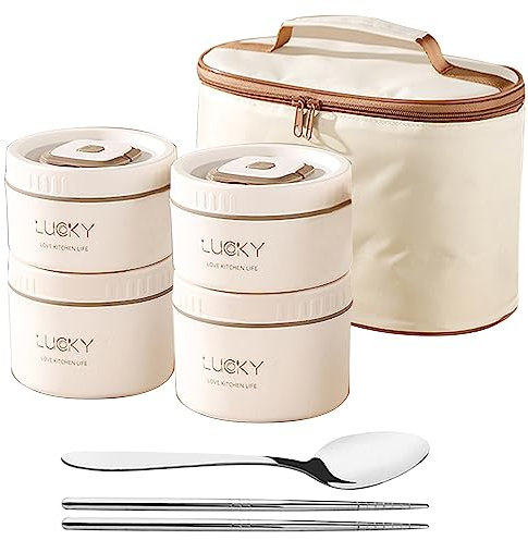 kyaoayo Tragbares isoliertes Lunch Behälter, Hohe Qualität Edelstahl Lunchbox mikrowellengeeignet mit Lunch Tasche, stapelbarer auslaufsicherer Thermo Lunchbox, für Kinder und Erwachsene (2800ml)
