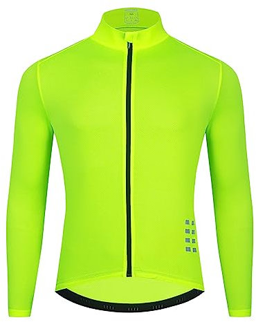 Men's Basic Cycling Jerseys Long Sleeves Quick Dry Mountain Bike Bicycle Shirt for Men with Back Pockets, White, S