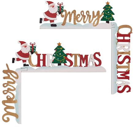 Lot de 2 Panneaux de décoration de Cadre de Porte en Bois pour décoration de Porte de Noël - Décoration d'angle de Porte de Noël - Décoration de Cadre de Porte à Angle Droit
