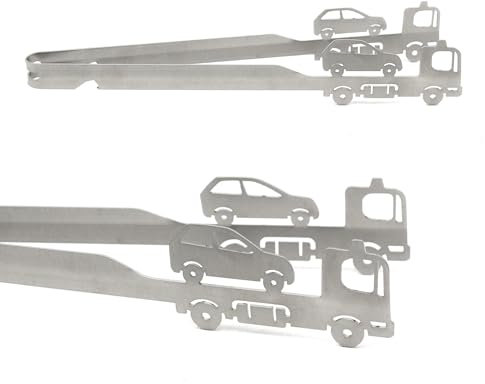 Grill-Zangen.de Motiv Grillzange, spülmaschinengeeignet, Geschenkidee, Männergeschenk, Abschleppfahrer, ADAC, Abschlepper, KFZler Geschenk, Silber, 31 cm, 1 Stück