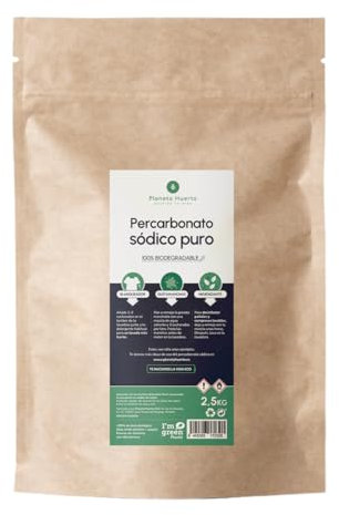PLANETA HUERTO | Percarbonato Sódico 2,5 kg – Bolsa de Papel Kraft con Blanqueador y Quitamanchas Ecológico para Ropa Blanca y de Colores