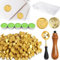 Siegelwachs Perlen Set, 200 Stück Siegelwachs Set, Wachssiegel Stempel, Wachs Stempel, Siegelwachs Achteckig, für Vintage Siegellack und Brief, Einladungen, Paket Geschenk, Gold