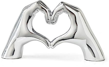 FJSPERM Silber Gesten Statue Dekoration Liebes-Finger-Statue Moderne Schreibtischdeko Kunstskulptur, Für Heimdekoration, kreative Hochzeit, Heimdekoration, Tischdekoration, Damen Hochzeit Geschenk