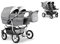 Elcar Zwillingskinderwagen 2 in 1 Twin Star inkl. Sportsitze - 10 Teile - Grau-Weiß