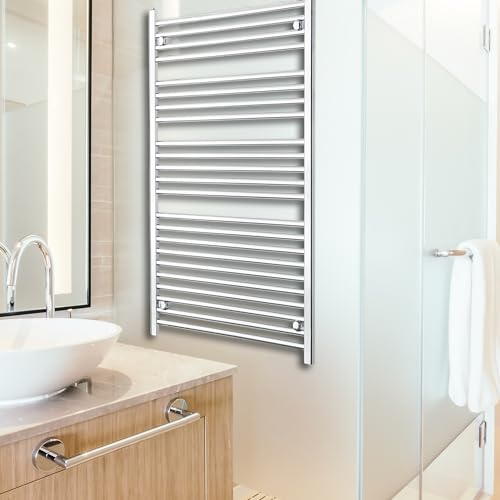 750mm Wide Chrome Heated Towel Rail Radiator Straight Flat Bathroom Warmer Rack Central Heating Turkish Zone (750mm Wide x 1200mm Height)