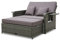 COSTWAY Garden Rattan Daybed, 4-Level Adjustable Patio Wicker Loveseat Sofa Bed Sun Lounger with Storage Ottoman, Retractable Tray & Cushions, Outdoor Double Conversation Furniture (Grey+Mix Grey)