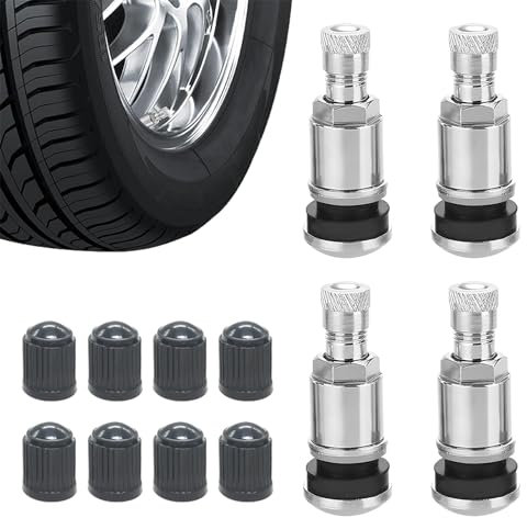 Vástago De Válvula De Llanta, 4 Piezas Válvulas Metálicas Plateadas, Válvula de Neumático Sin Cámara para Coche, Perno en Neumático, Válvulas de Metal Plateadas, Metálicas Plateadas Válvulas de Acero