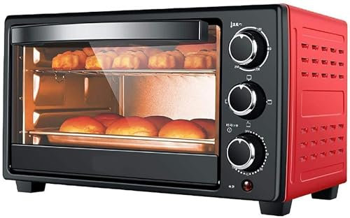 BTURYT Mini Oven And Grill, Electric Oven Of 23 L, 1300 W, Adjustable Temperature 70-250 ℃ And 60-Minute Timer, Convection Toaster Oven For Countertop (red)